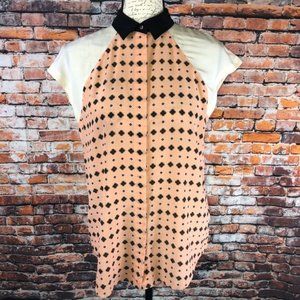 Club monaco silk geo print color block blouse Sm